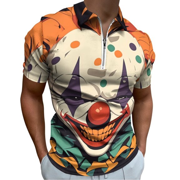 Psychedelic Clown Joker Men Zipper T-shirt Summer Casual Short Sleeve T-shirt Top