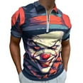 thumbnail image 1 of Psychedelic Clown Joker Men Zipper T-shirt Summer Casual Short Sleeve T-shirt Top, 1 of 7