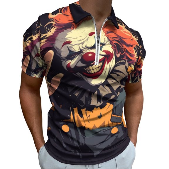 Psychedelic Clown Joker Men Zipper T-shirt Summer Casual Short Sleeve T-shirt Top
