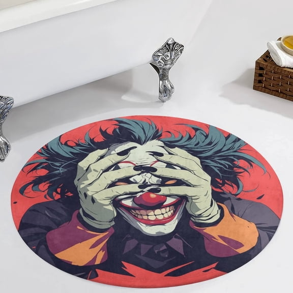 Psychedelic Clown Joker Round Carpet Circle Rug Outdoor Patio Area Rug Washable Large Area Rugs Hallway Room Decor Fitness Mats