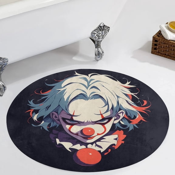 Psychedelic Clown Joker Round Carpet Circle Rug Outdoor Patio Area Rug Washable Large Area Rugs Hallway Room Decor Fitness Mats