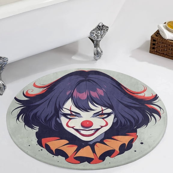 Psychedelic Clown Joker Round Carpet Circle Rug Outdoor Patio Area Rug Washable Large Area Rugs Hallway Room Decor Fitness Mats