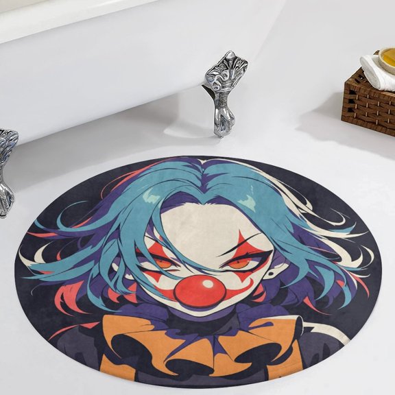Psychedelic Clown Joker Round Carpet Circle Rug Outdoor Patio Area Rug Washable Large Area Rugs Hallway Room Decor Fitness Mats