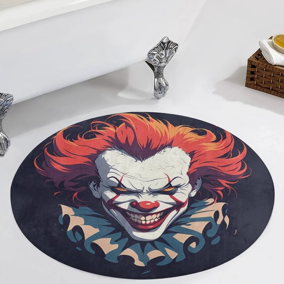 Psychedelic Clown Joker Round Carpet Circle Rug Outdoor Patio Area Rug Washable Large Area Rugs Hallway Room Decor Fitness Mats