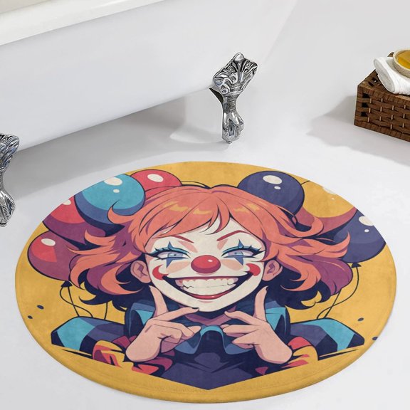 Psychedelic Clown Joker Round Carpet Circle Rug Outdoor Patio Area Rug Washable Large Area Rugs Hallway Room Decor Fitness Mats