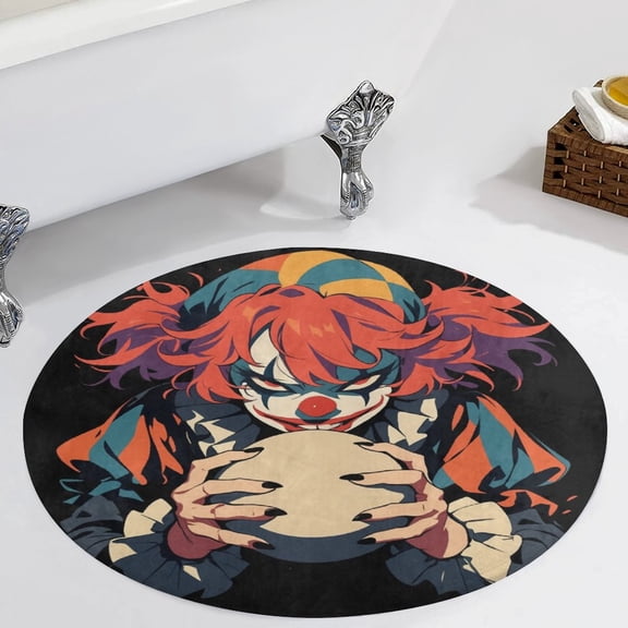 Psychedelic Clown Joker Round Carpet Circle Rug Outdoor Patio Area Rug Washable Large Area Rugs Hallway Room Decor Fitness Mats