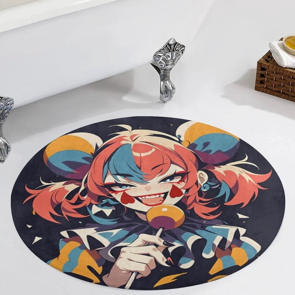 Psychedelic Clown Joker Round Carpet Circle Rug Outdoor Patio Area Rug Washable Large Area Rugs Hallway Room Decor Fitness Mats