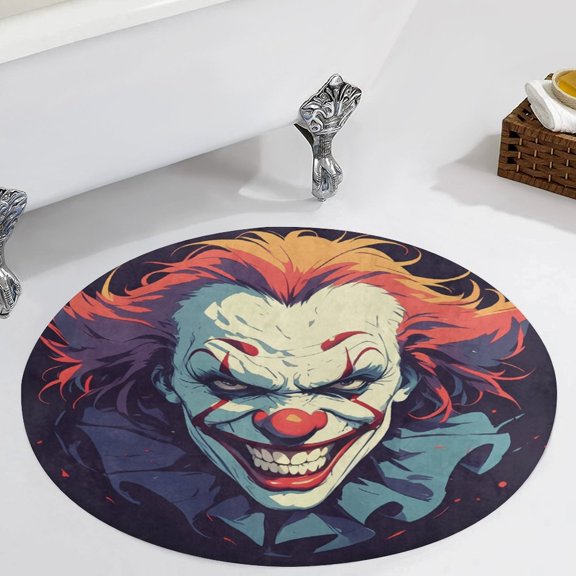 Psychedelic Clown Joker Round Carpet Circle Rug Outdoor Patio Area Rug Washable Large Area Rugs Hallway Room Decor Fitness Mats