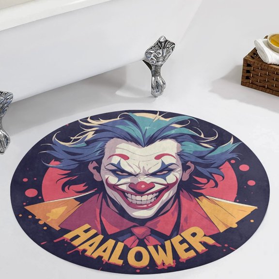 Psychedelic Clown Joker Round Carpet Circle Rug Outdoor Patio Area Rug Washable Large Area Rugs Hallway Room Decor Fitness Mats