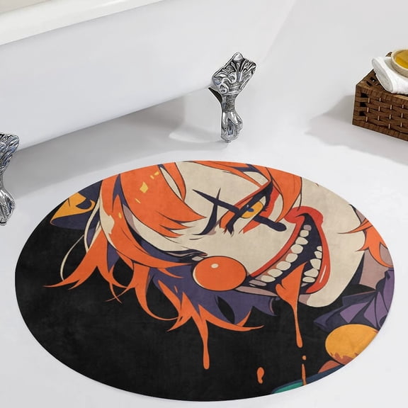 Psychedelic Clown Joker Round Carpet Circle Rug Outdoor Patio Area Rug Washable Large Area Rugs Hallway Room Decor Fitness Mats