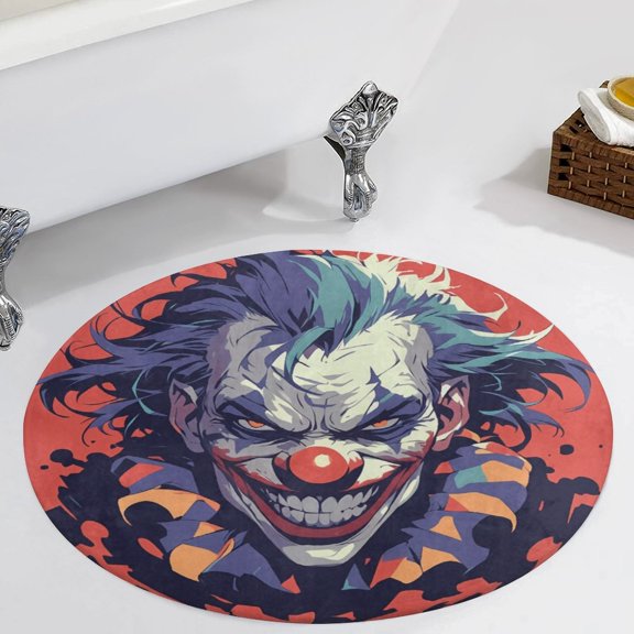 Psychedelic Clown Joker Round Carpet Circle Rug Outdoor Patio Area Rug Washable Large Area Rugs Hallway Room Decor Fitness Mats