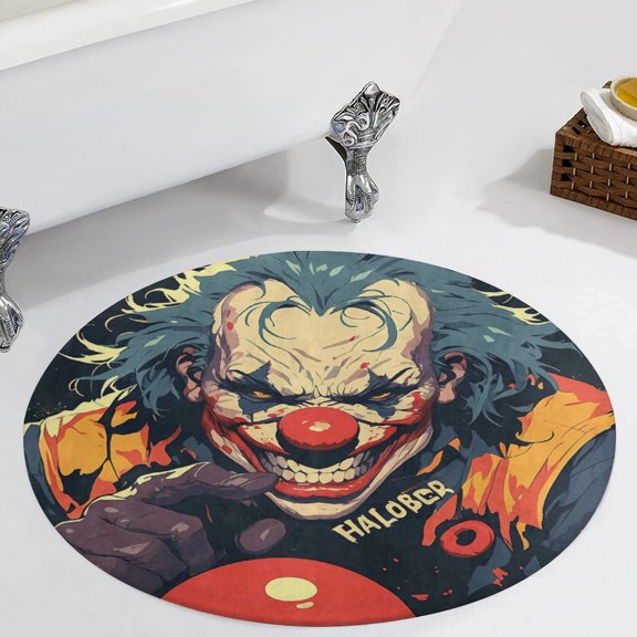 Psychedelic Clown Joker Round Carpet Circle Rug Outdoor Patio Area Rug Washable Large Area Rugs Hallway Room Decor Fitness Mats