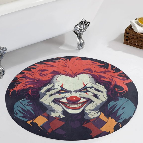 Psychedelic Clown Joker Round Carpet Circle Rug Outdoor Patio Area Rug Washable Large Area Rugs Hallway Room Decor Fitness Mats