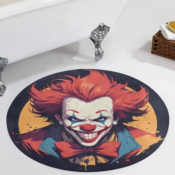 Psychedelic Clown Joker Round Carpet Circle Rug Outdoor Patio Area Rug Washable Large Area Rugs Hallway Room Decor Fitness Mats