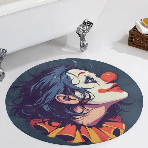 Psychedelic Clown Joker Round Carpet Circle Rug Outdoor Patio Area Rug Washable Large Area Rugs Hallway Room Decor Fitness Mats
