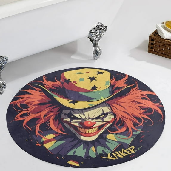 Psychedelic Clown Joker Round Carpet Circle Rug Outdoor Patio Area Rug Washable Large Area Rugs Hallway Room Decor Fitness Mats
