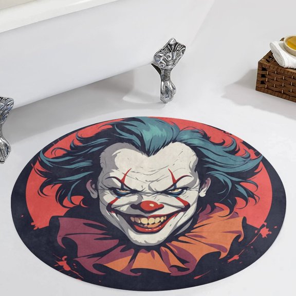 Psychedelic Clown Joker Round Carpet Circle Rug Outdoor Patio Area Rug Washable Large Area Rugs Hallway Room Decor Fitness Mats