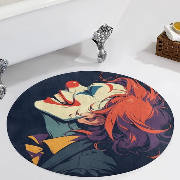 Psychedelic Clown Joker Round Carpet Circle Rug Outdoor Patio Area Rug Washable Large Area Rugs Hallway Room Decor Fitness Mats
