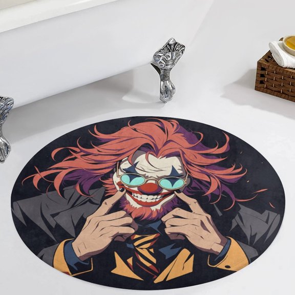Psychedelic Clown Joker Round Carpet Circle Rug Outdoor Patio Area Rug Washable Large Area Rugs Hallway Room Decor Fitness Mats