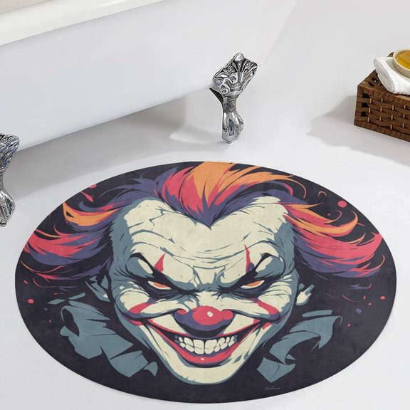 Psychedelic Clown Joker Round Carpet Circle Rug Outdoor Patio Area Rug Washable Large Area Rugs Hallway Room Decor Fitness Mats