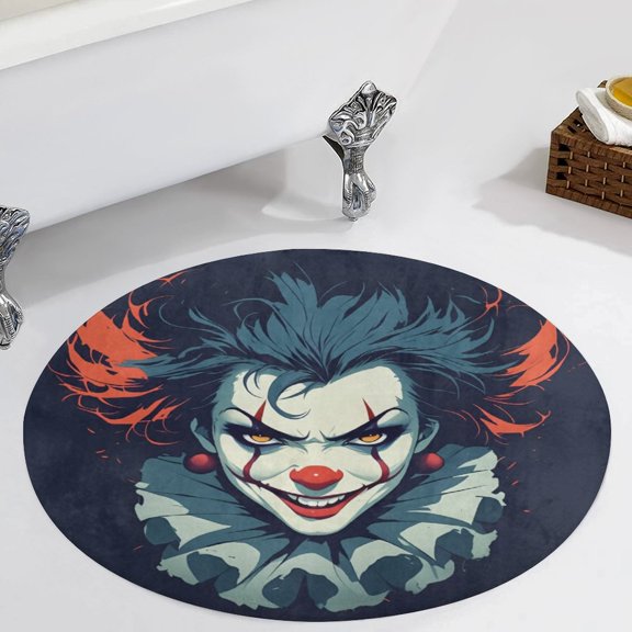 Psychedelic Clown Joker Round Carpet Circle Rug Outdoor Patio Area Rug Washable Large Area Rugs Hallway Room Decor Fitness Mats