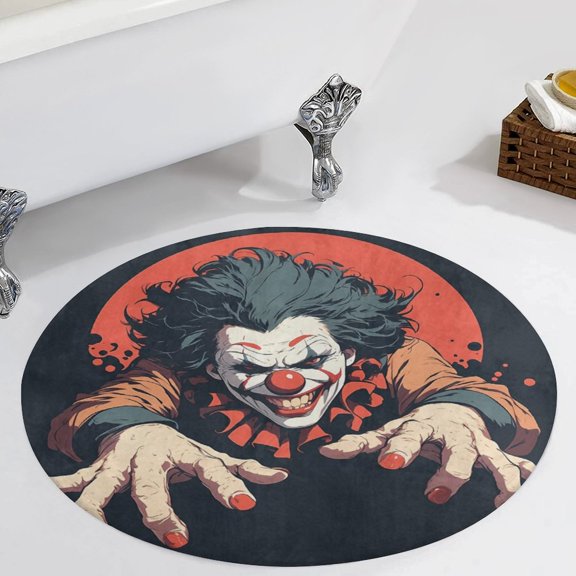 Psychedelic Clown Joker Round Carpet Circle Rug Outdoor Patio Area Rug Washable Large Area Rugs Hallway Room Decor Fitness Mats