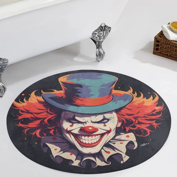Psychedelic Clown Joker Round Carpet Circle Rug Outdoor Patio Area Rug Washable Large Area Rugs Hallway Room Decor Fitness Mats