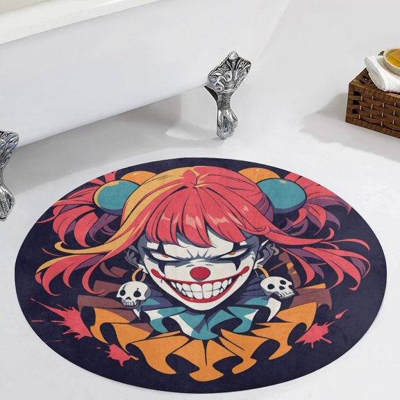 Psychedelic Clown Joker Round Carpet Circle Rug Outdoor Patio Area Rug Washable Large Area Rugs Hallway Room Decor Fitness Mats