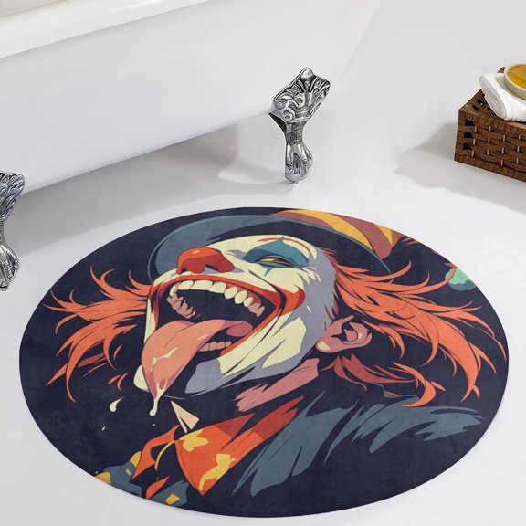 Psychedelic Clown Joker Round Carpet Circle Rug Outdoor Patio Area Rug Washable Large Area Rugs Hallway Room Decor Fitness Mats