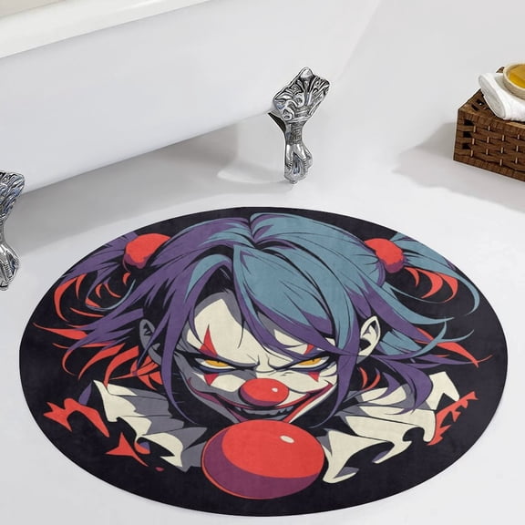 Psychedelic Clown Joker Round Carpet Circle Rug Outdoor Patio Area Rug Washable Large Area Rugs Hallway Room Decor Fitness Mats