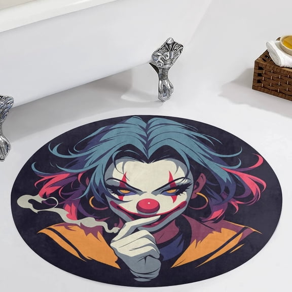 Psychedelic Clown Joker Round Carpet Circle Rug Outdoor Patio Area Rug Washable Large Area Rugs Hallway Room Decor Fitness Mats