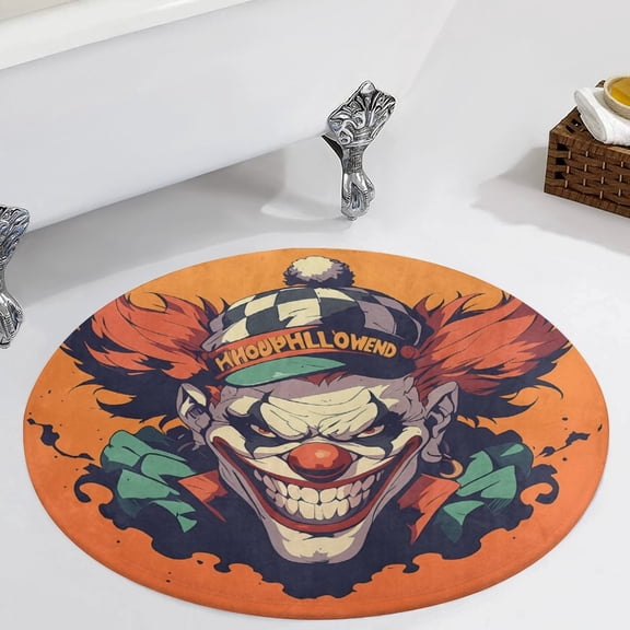 Psychedelic Clown Joker Round Carpet Circle Rug Outdoor Patio Area Rug Washable Large Area Rugs Hallway Room Decor Fitness Mats