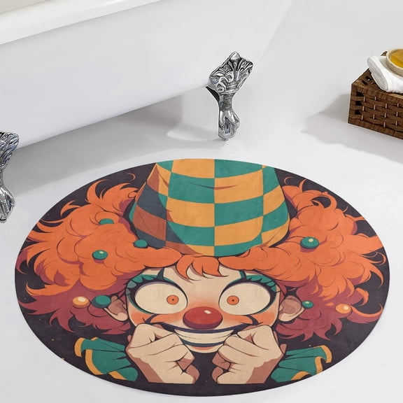Psychedelic Clown Joker Round Carpet Circle Rug Outdoor Patio Area Rug Washable Large Area Rugs Hallway Room Decor Fitness Mats