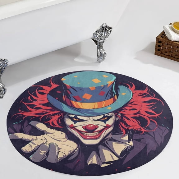 Psychedelic Clown Joker Round Carpet Circle Rug Outdoor Patio Area Rug Washable Large Area Rugs Hallway Room Decor Fitness Mats