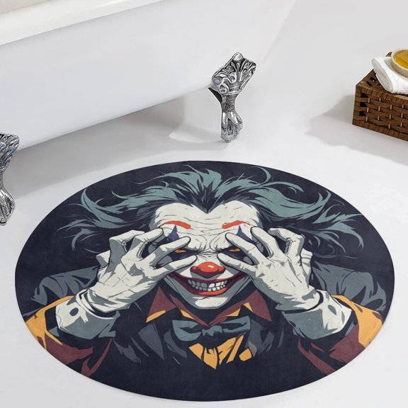 Psychedelic Clown Joker Round Carpet Circle Rug Outdoor Patio Area Rug Washable Large Area Rugs Hallway Room Decor Fitness Mats