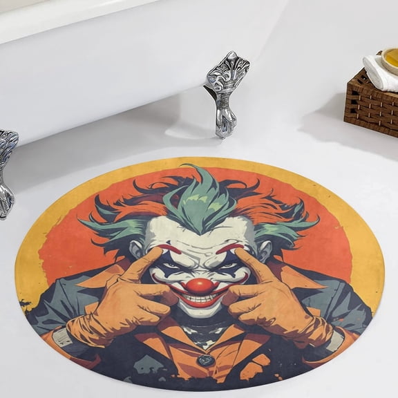 Psychedelic Clown Joker Round Carpet Circle Rug Outdoor Patio Area Rug Washable Large Area Rugs Hallway Room Decor Fitness Mats