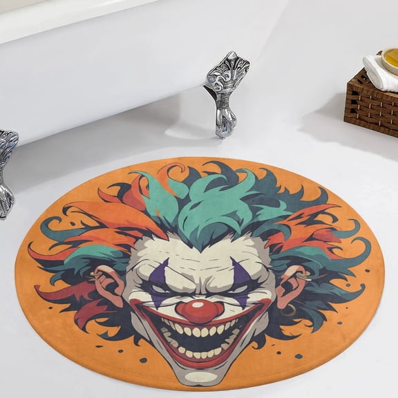 Psychedelic Clown Joker Round Carpet Circle Rug Outdoor Patio Area Rug Washable Large Area Rugs Hallway Room Decor Fitness Mats