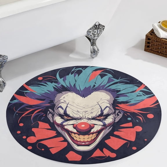 Psychedelic Clown Joker Round Carpet Circle Rug Outdoor Patio Area Rug Washable Large Area Rugs Hallway Room Decor Fitness Mats