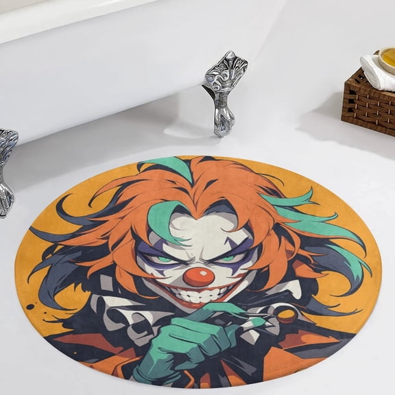 Psychedelic Clown Joker Round Carpet Circle Rug Outdoor Patio Area Rug Washable Large Area Rugs Hallway Room Decor Fitness Mats