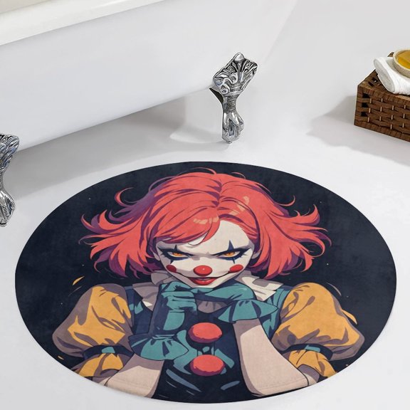 Psychedelic Clown Joker Round Carpet Circle Rug Outdoor Patio Area Rug Washable Large Area Rugs Hallway Room Decor Fitness Mats