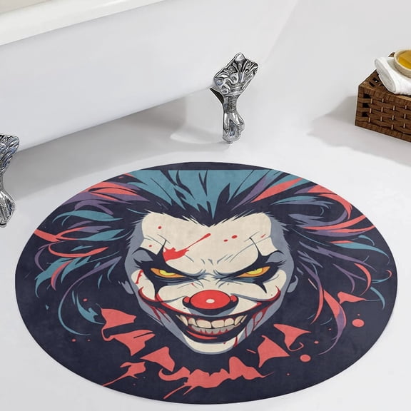Psychedelic Clown Joker Round Carpet Circle Rug Outdoor Patio Area Rug Washable Large Area Rugs Hallway Room Decor Fitness Mats
