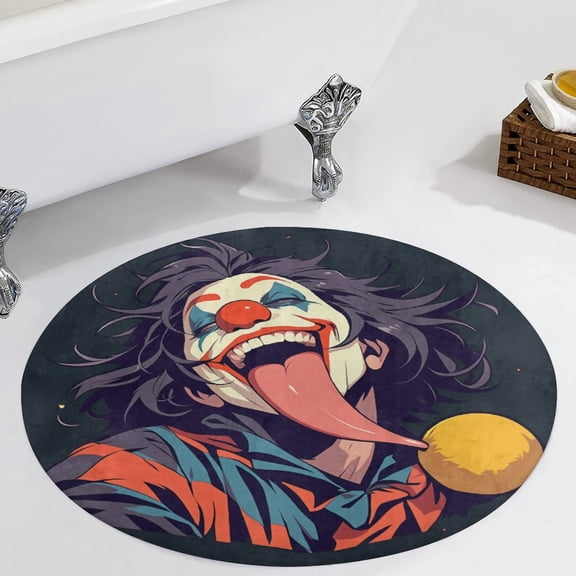 Psychedelic Clown Joker Round Carpet Circle Rug Outdoor Patio Area Rug Washable Large Area Rugs Hallway Room Decor Fitness Mats