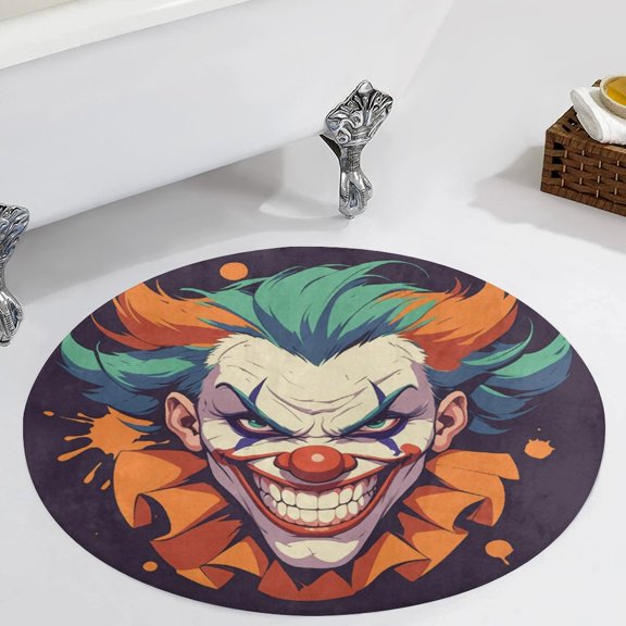 Psychedelic Clown Joker Round Carpet Circle Rug Outdoor Patio Area Rug Washable Large Area Rugs Hallway Room Decor Fitness Mats