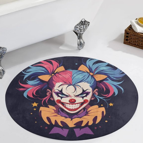 Psychedelic Clown Joker Round Carpet Circle Rug Outdoor Patio Area Rug Washable Large Area Rugs Hallway Room Decor Fitness Mats