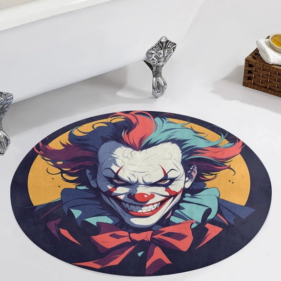 Psychedelic Clown Joker Round Carpet Circle Rug Outdoor Patio Area Rug Washable Large Area Rugs Hallway Room Decor Fitness Mats
