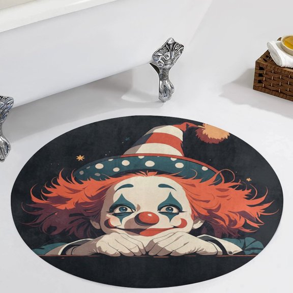 Psychedelic Clown Joker Round Carpet Circle Rug Outdoor Patio Area Rug Washable Large Area Rugs Hallway Room Decor Fitness Mats