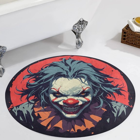 Psychedelic Clown Joker Round Carpet Circle Rug Outdoor Patio Area Rug Washable Large Area Rugs Hallway Room Decor Fitness Mats