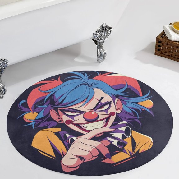 Psychedelic Clown Joker Round Carpet Circle Rug Outdoor Patio Area Rug Washable Large Area Rugs Hallway Room Decor Fitness Mats