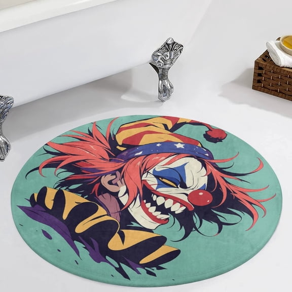 Psychedelic Clown Joker Round Carpet Circle Rug Outdoor Patio Area Rug Washable Large Area Rugs Hallway Room Decor Fitness Mats