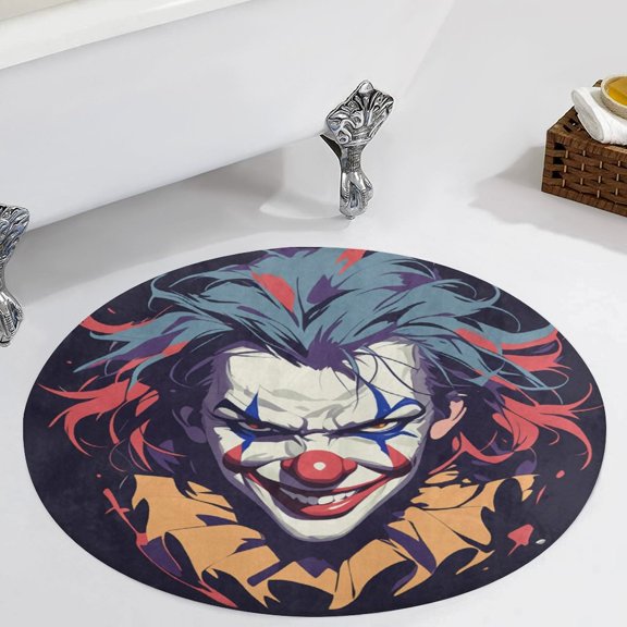 Psychedelic Clown Joker Round Carpet Circle Rug Outdoor Patio Area Rug Washable Large Area Rugs Hallway Room Decor Fitness Mats